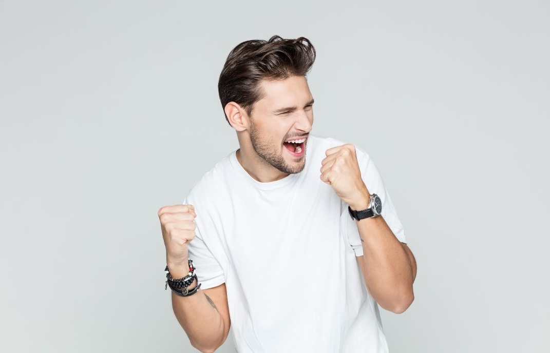 man excited
