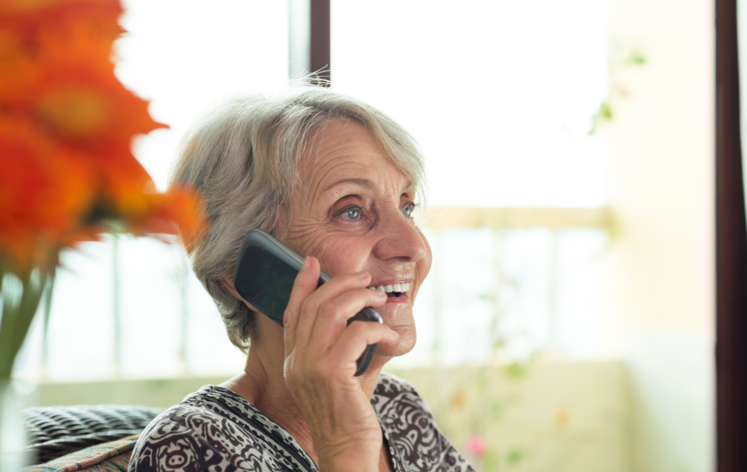 mature woman on the phone